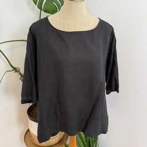 Everlane Black Linen Tunic Top